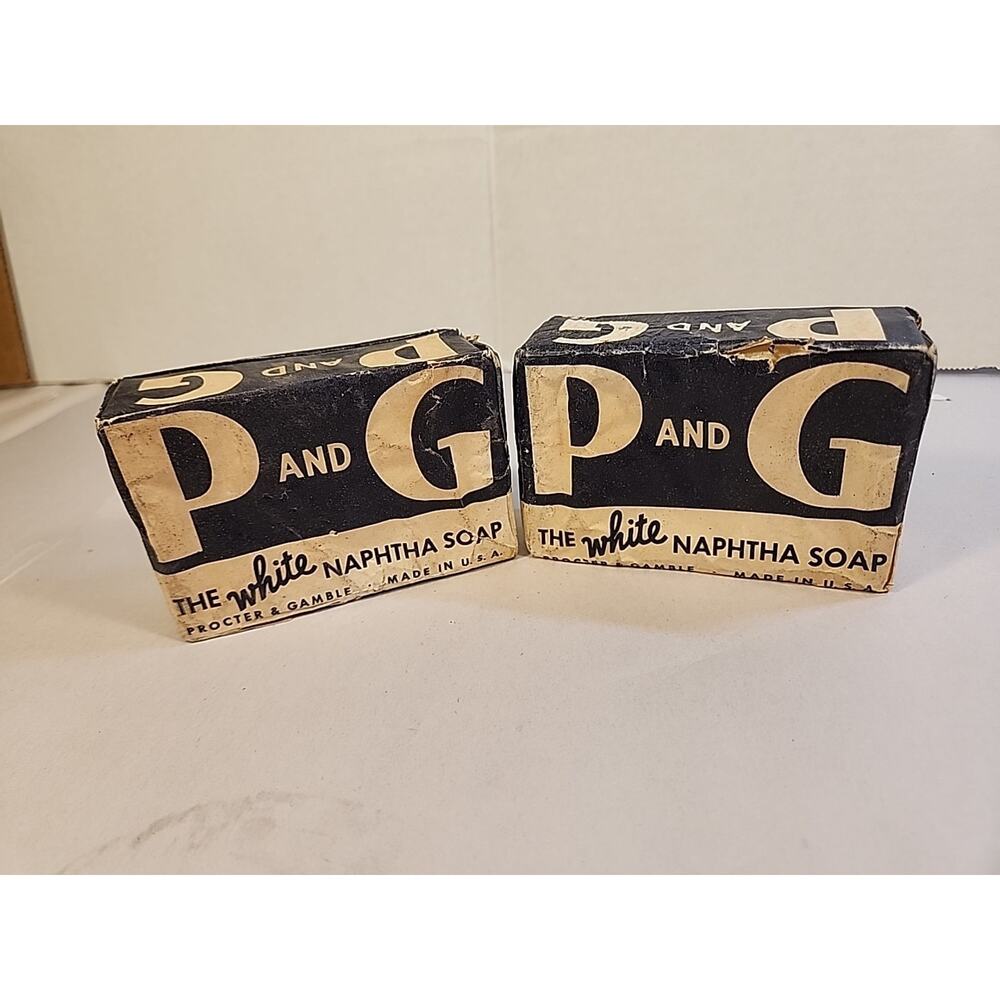 2 Vtg P and G The White Naphtha Laundry Bar Soap for Dishes Cleaning Made in USA